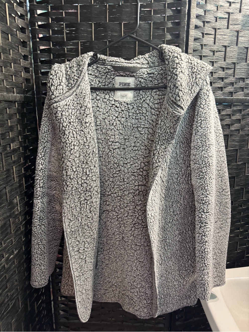 Victoria's Secret PINK Sherpa Hooded Jacket - Light Gray